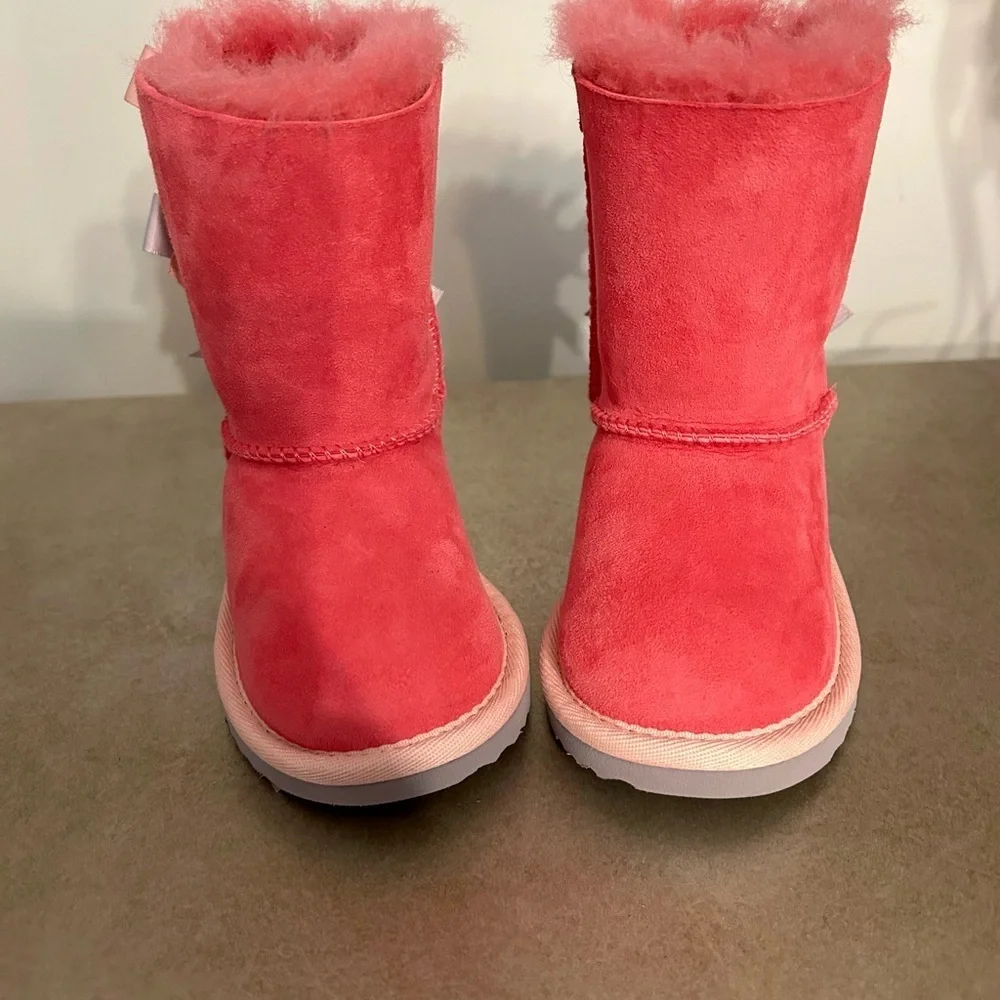 UGG Bailey Bow‎ Pink Boots-Youth/Toddler